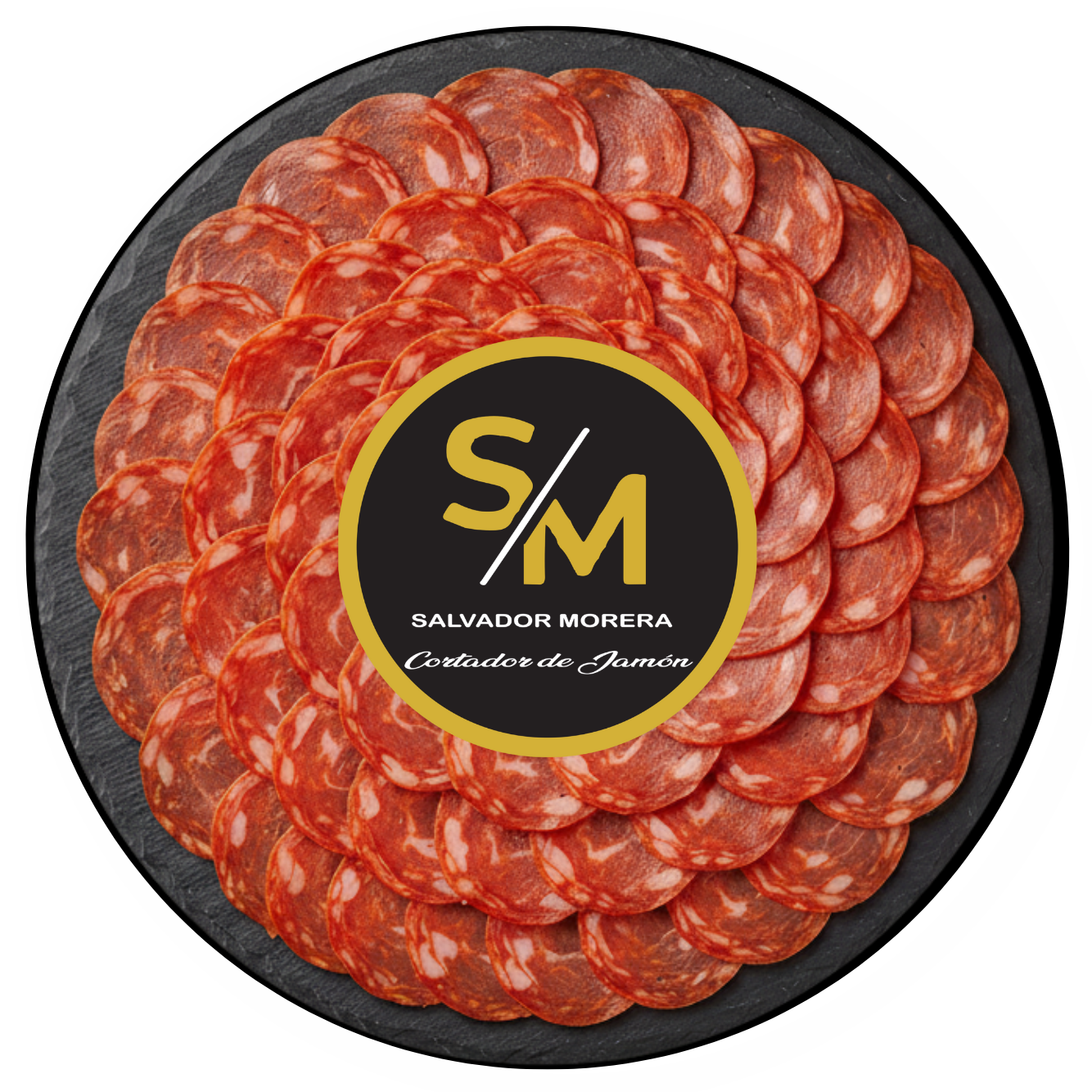 Sliced ​​100% Iberian acorn-fed chorizo