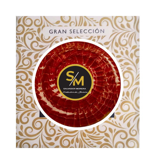 Sliced ​​50% Iberian breed acorn-fed ham, hand-cut.